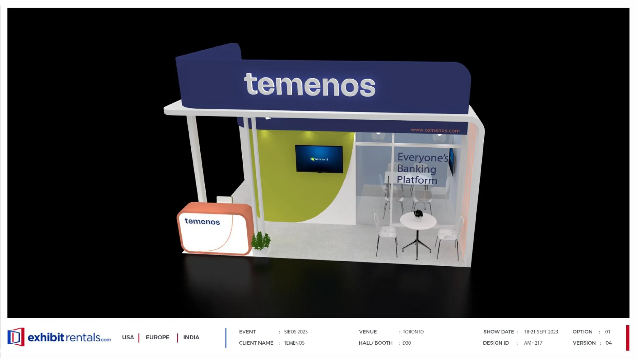 20x20 Peninsula booth design by Exhibit-Rentals